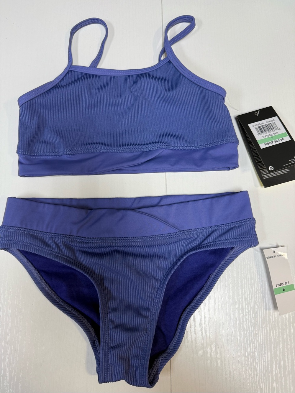 Under Armour UA Crossover Midkini, Ribbed Starlight, girls size 8, NWT